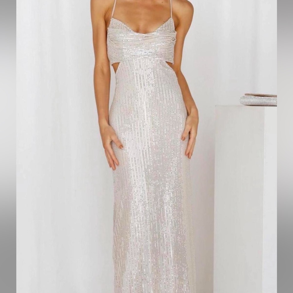 Hello Molly White Sequin Maxi